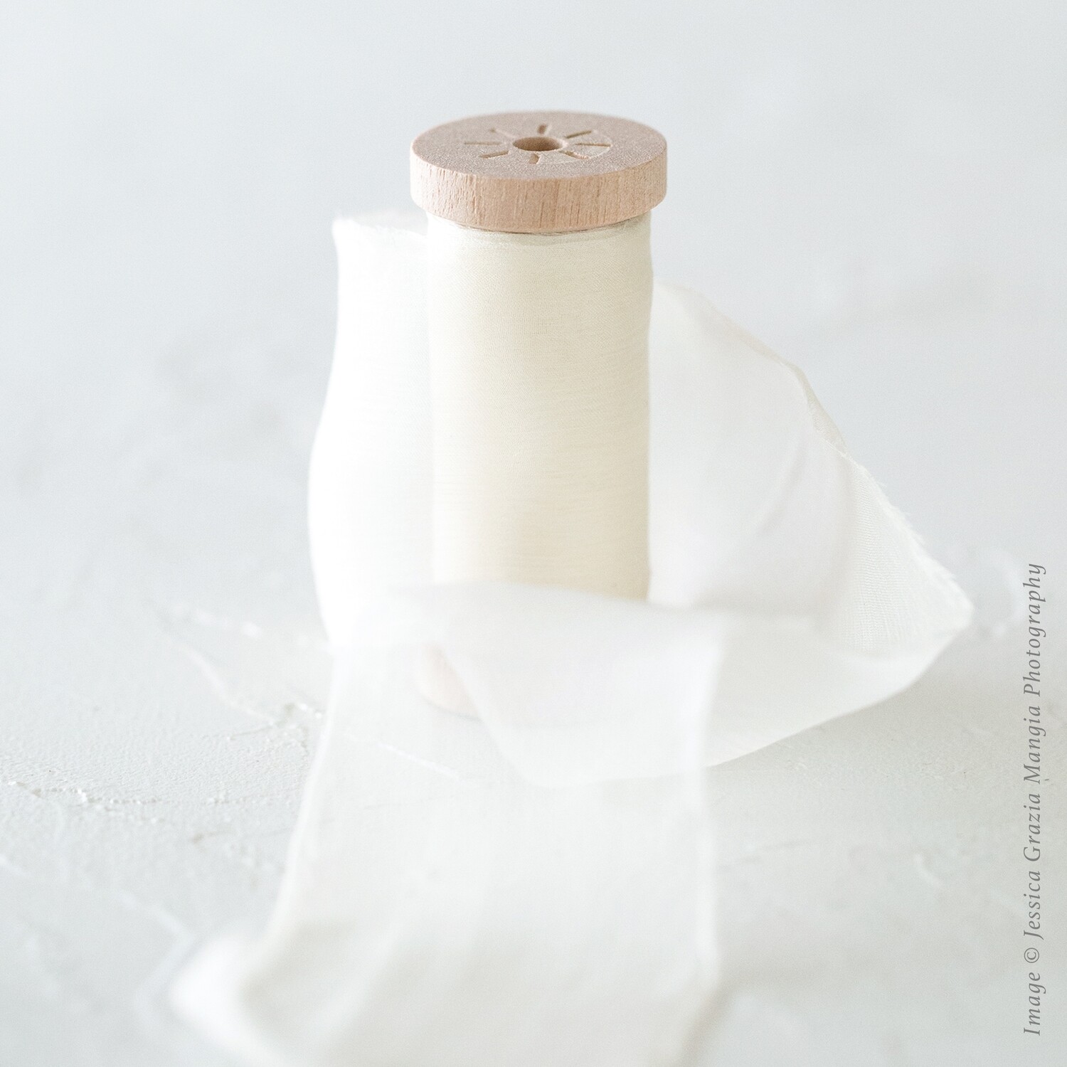White Chocolate | Crinkle Silk Ribbon | 100% Silk Chiffon