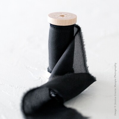 Black | Luxe Silk Ribbon | 100% Silk