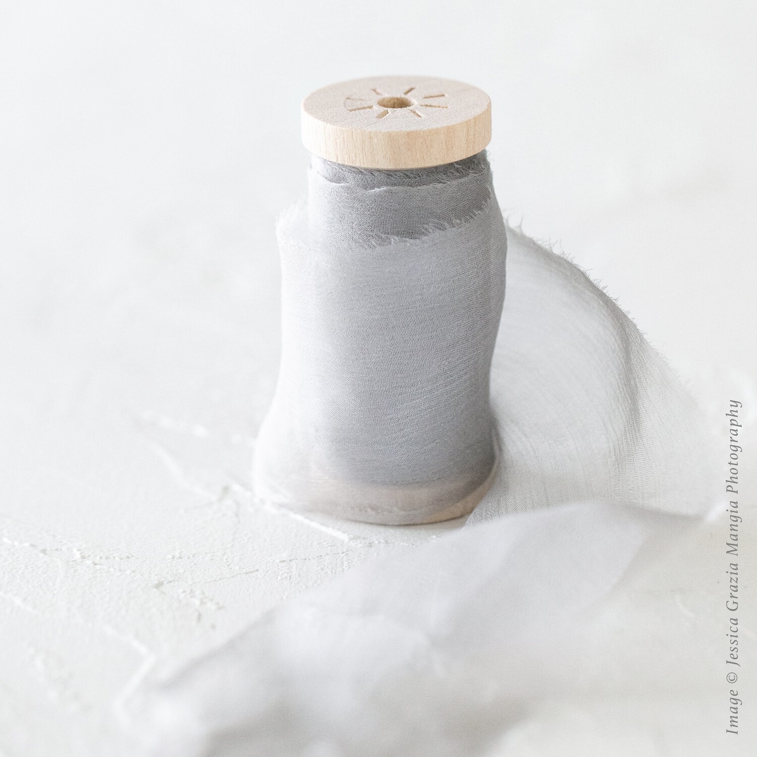 Colonial Gray | Crinkle Silk Ribbon | 100% Silk Chiffon