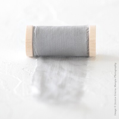 Colonial Gray | Crinkle Silk Ribbon | 100% Silk Chiffon