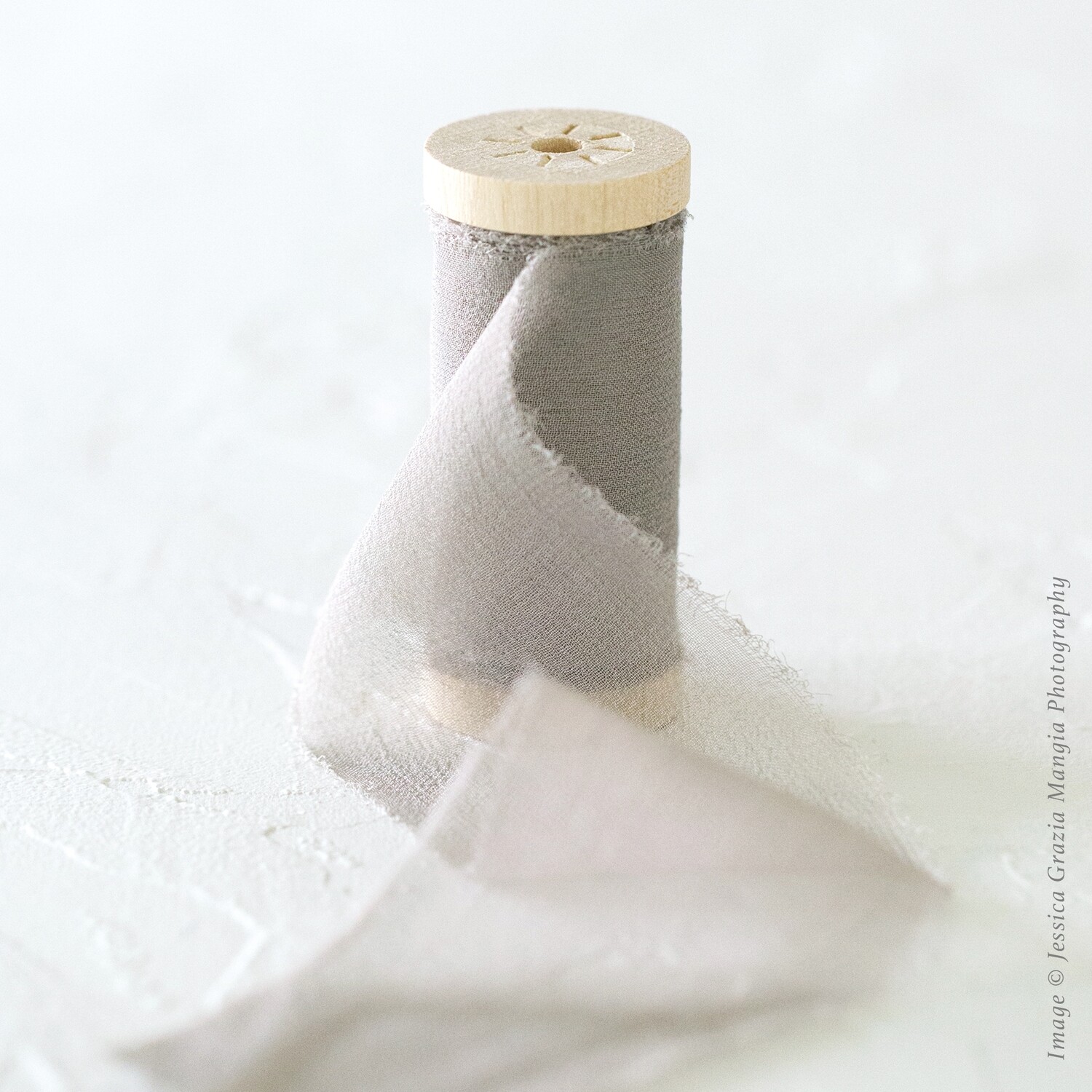 Fog Gray | Sheer Silk Ribbon | 100% Silk Chiffon
