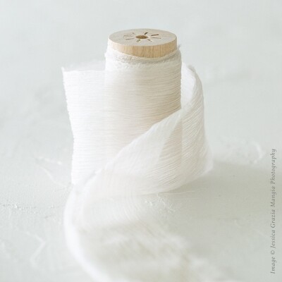 Linen | Crinkle Silk Ribbon | 100% Silk Chiffon