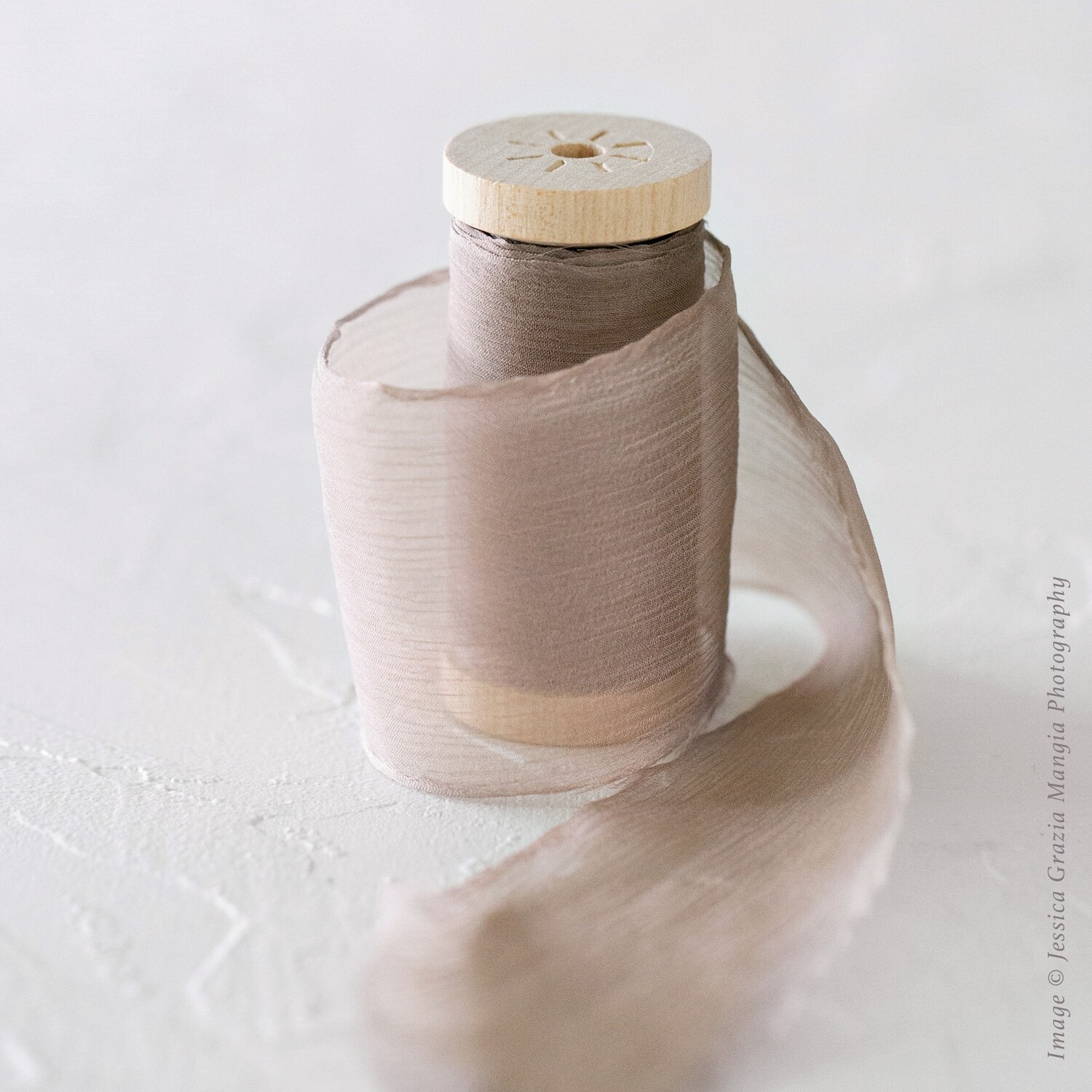 Cocoa | Crinkle Silk Ribbon | 100% Silk Chiffon