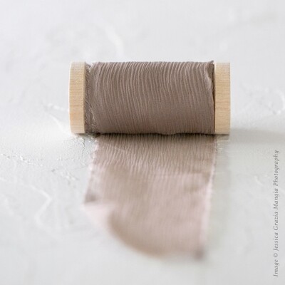 Cocoa | Crinkle Silk Ribbon | 100% Silk Chiffon