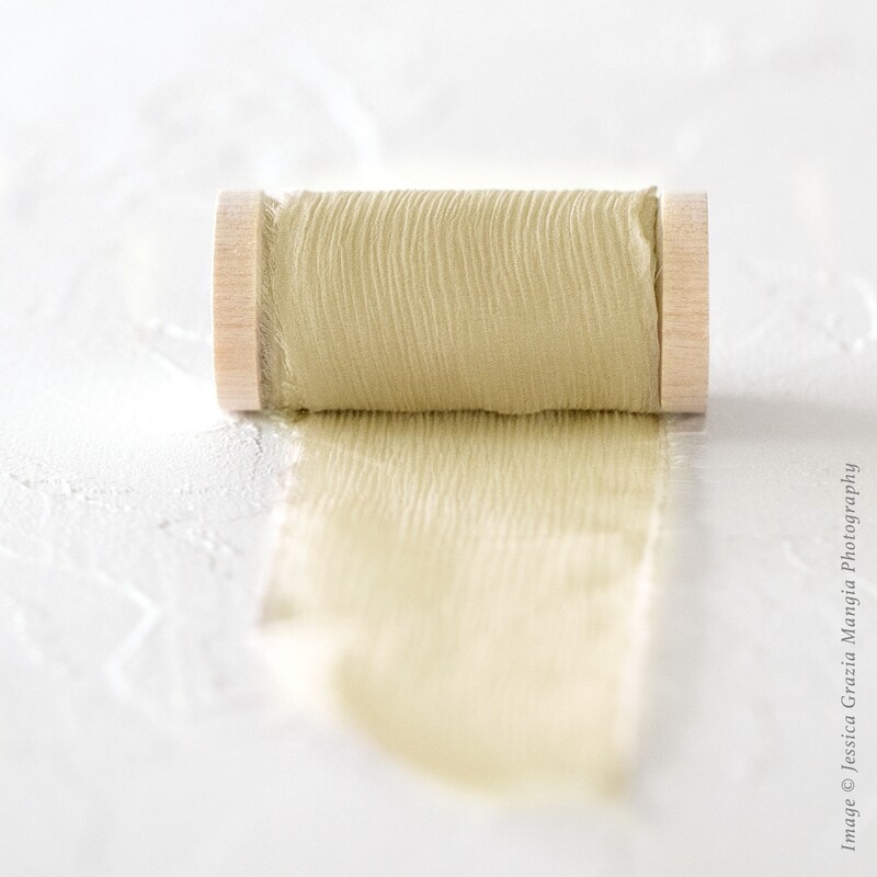 Camel | Crinkle Silk Ribbon | 100% Silk Chiffon