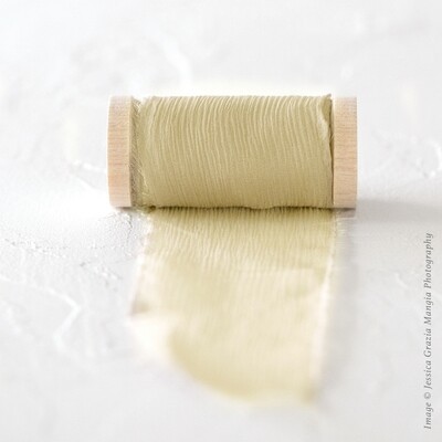 Camel | Crinkle Silk Ribbon | 100% Silk Chiffon