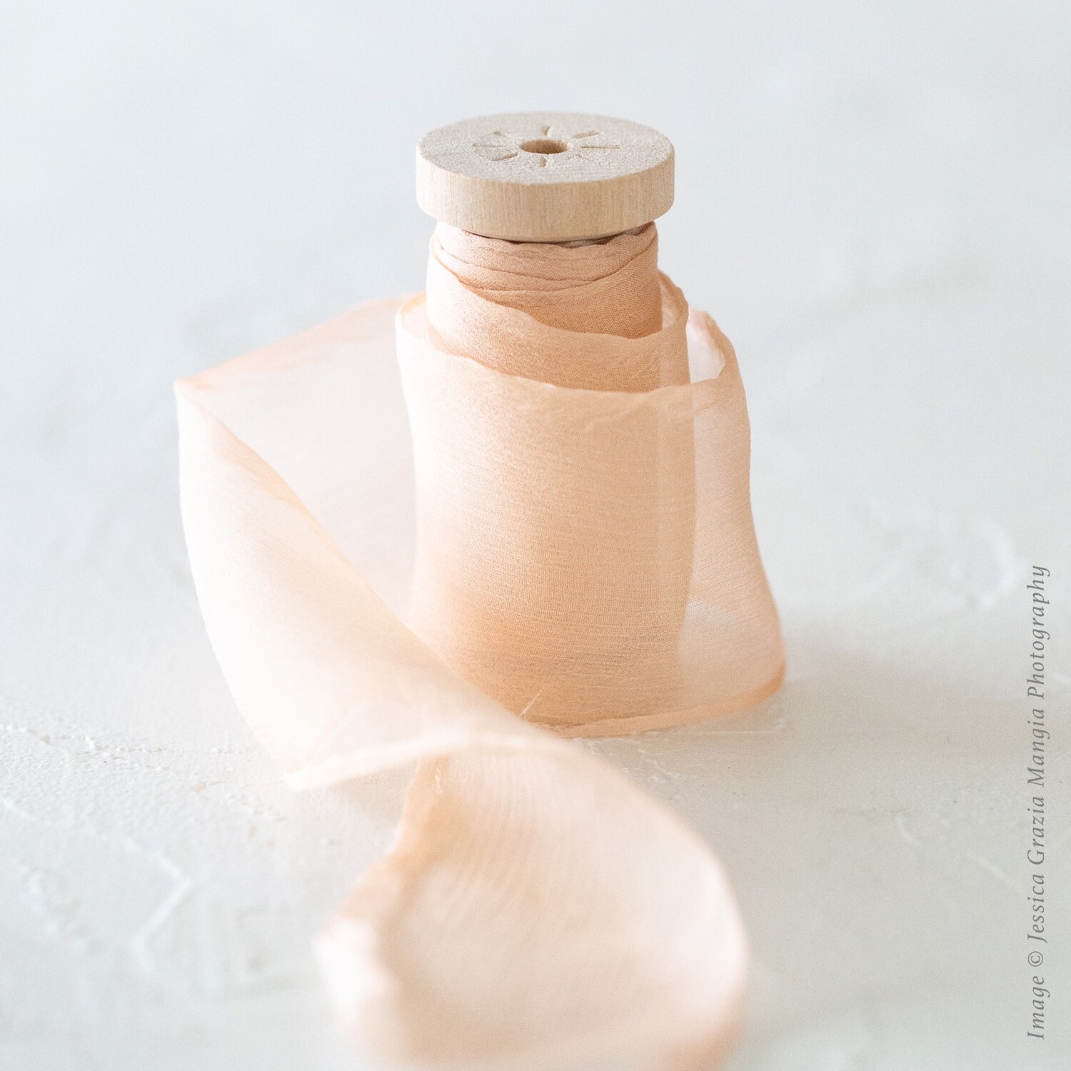 Peach | Crinkle Silk Ribbon | 100% Silk Chiffon