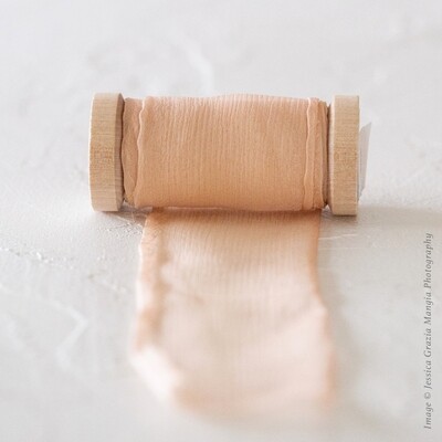 Copper Nude | Crinkle Silk Ribbon | 100% Silk Chiffon