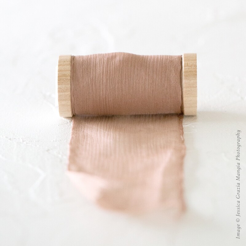 Rouge | Crinkle Silk Ribbon | 100% Silk Chiffon
