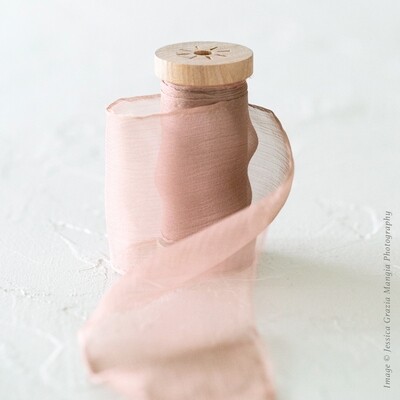Heirloom Rose | Crinkle Silk Ribbon | 100% Silk Chiffon
