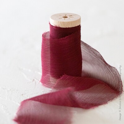 Merlot | Crinkle Silk Ribbon | 100% Silk Chiffon