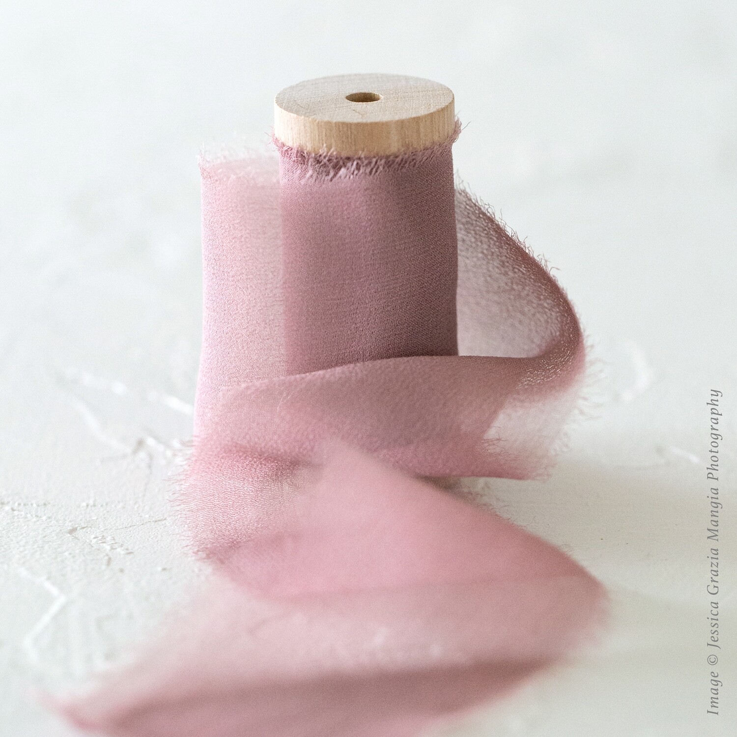 Raspberry | Sheer Silk Ribbon | 100% Silk Chiffon