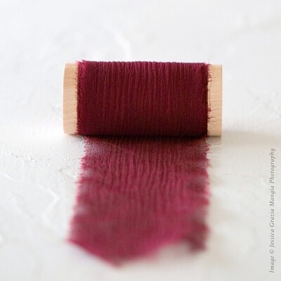 Merlot | Crinkle Silk Ribbon | 100% Silk Chiffon