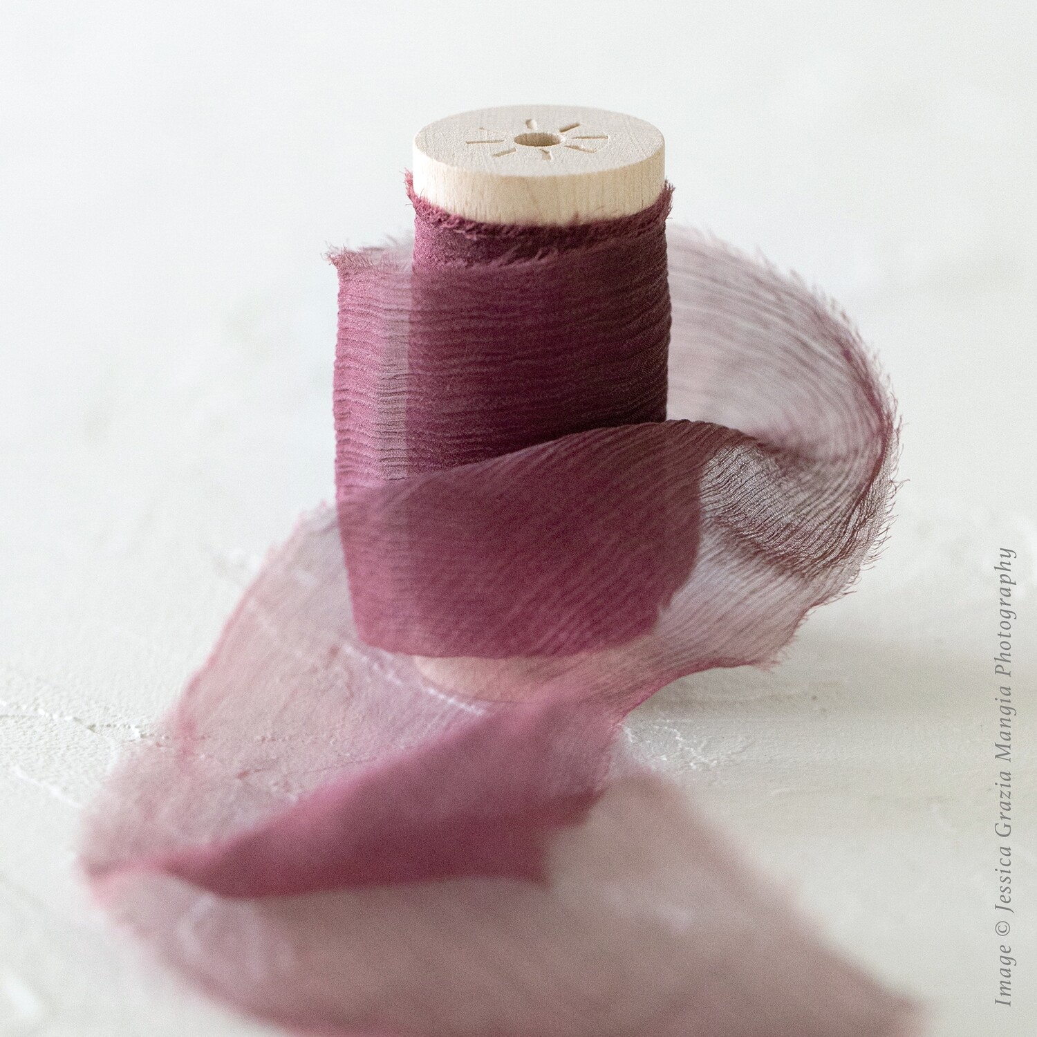 Mulberry | Crinkle Silk Ribbon | 100% Silk Chiffon