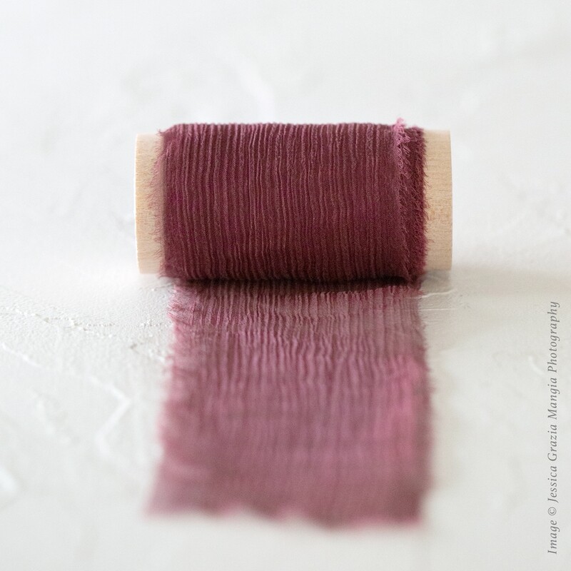 Mulberry | Crinkle Silk Ribbon | 100% Silk Chiffon