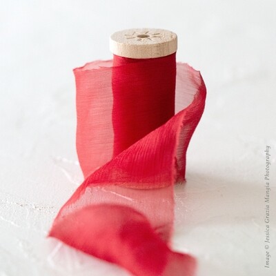 Lipstick | Crinkle Silk Ribbon | 100% Silk Chiffon