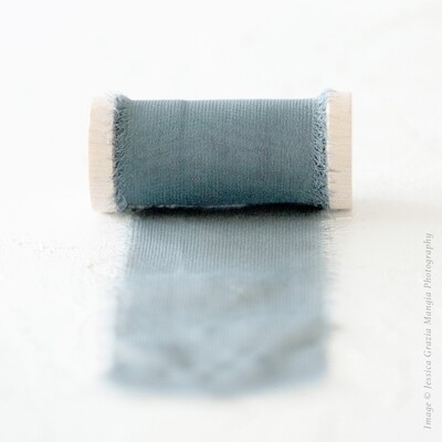 Dusty Blue | Sheer Silk Ribbon | 100% Silk Chiffon