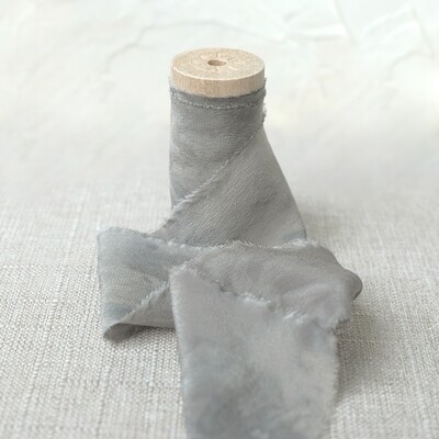 Soot | Artist Series Luxe Silk Ribbon | 100% Silk Gray