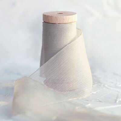 Pebble | Crinkle Silk Ribbon | 100% Silk Chiffon