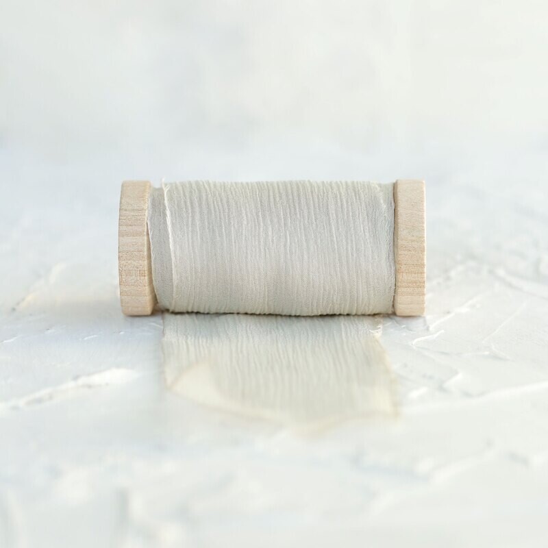 Pebble | Crinkle Silk Ribbon | 100% Silk Chiffon