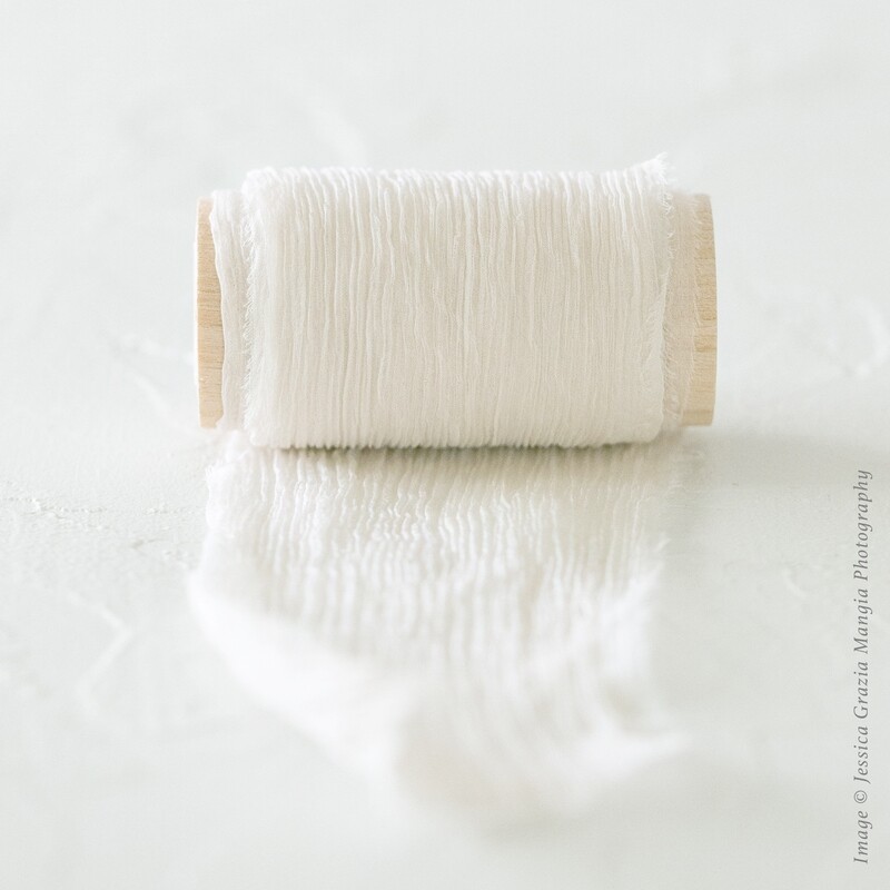 Linen | Crinkle Silk Ribbon | 100% Silk Chiffon