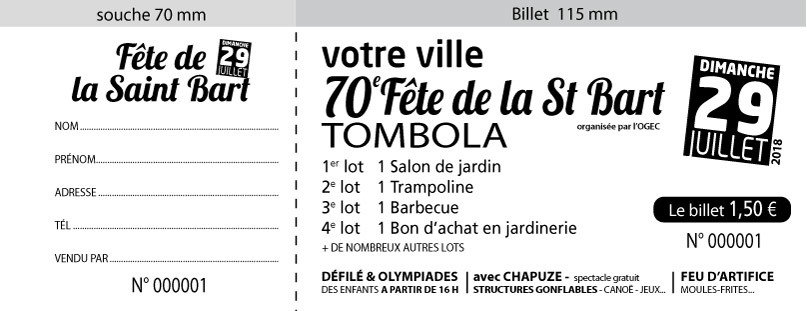 Ticket 2 souches + 1 billet