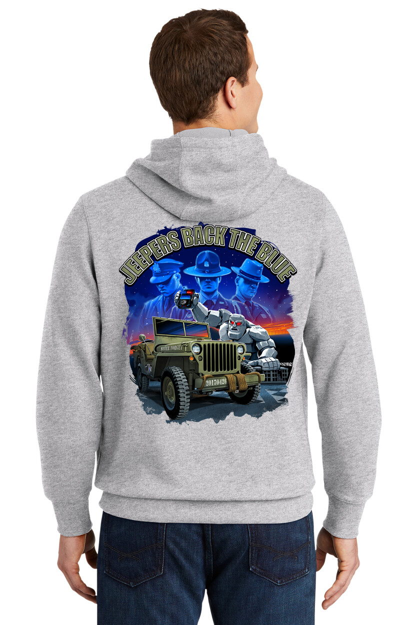 Jeepers Back the Blue Pullover Hoodie | Athletic Heather