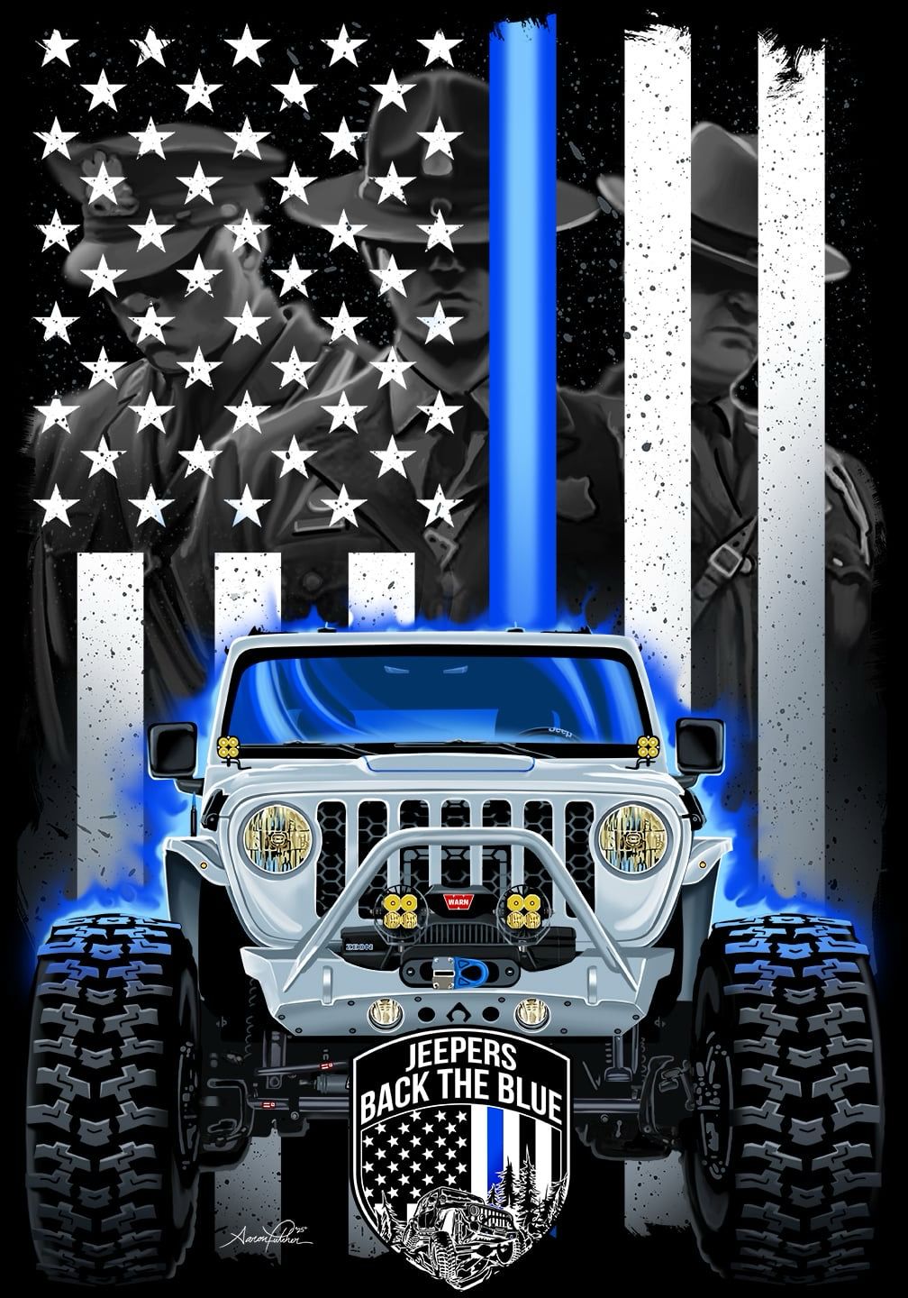 (New Design) Thin Blue Line T-Shirt | Black