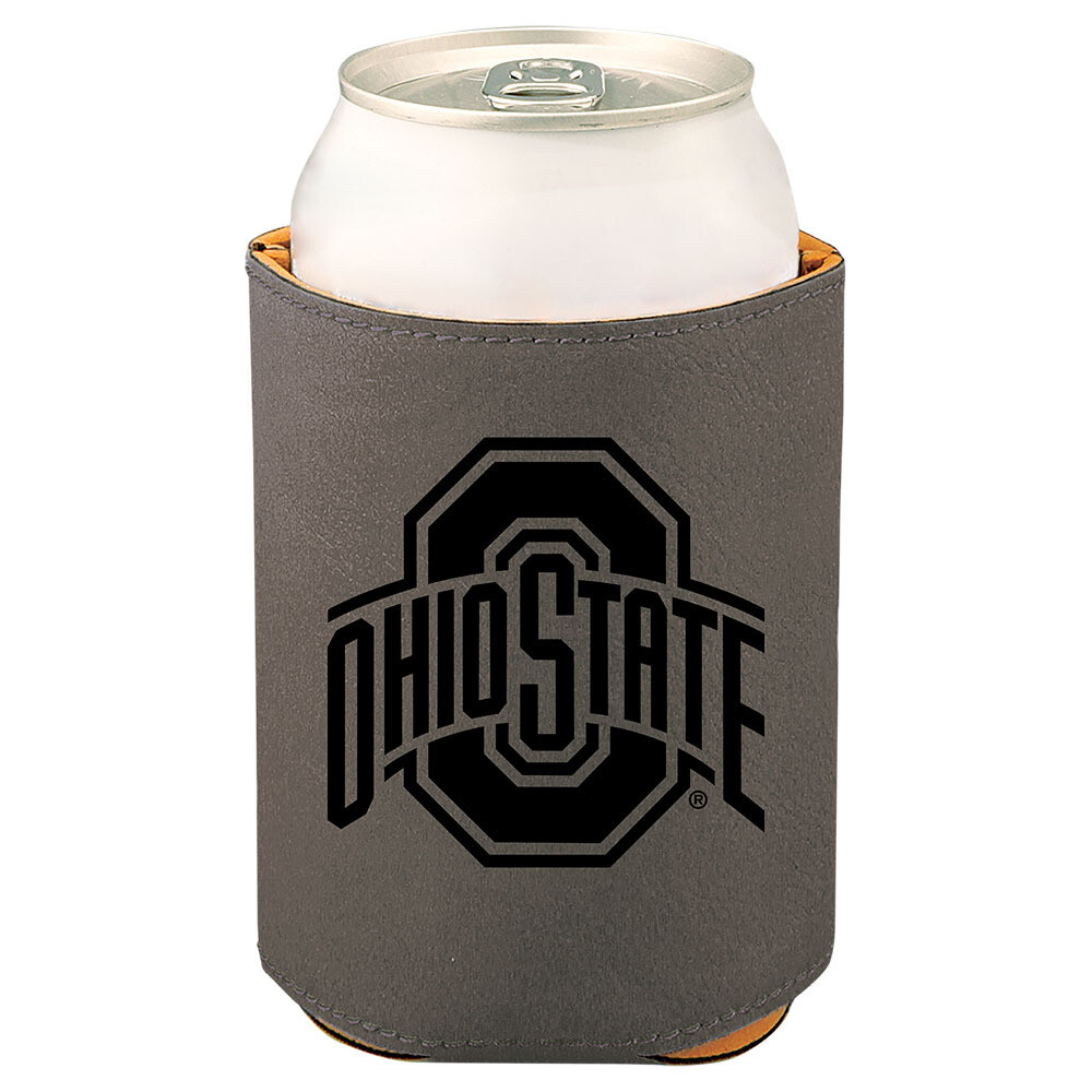 Ohio State Athletic Logo - Gray Leatherette Beverage Holder