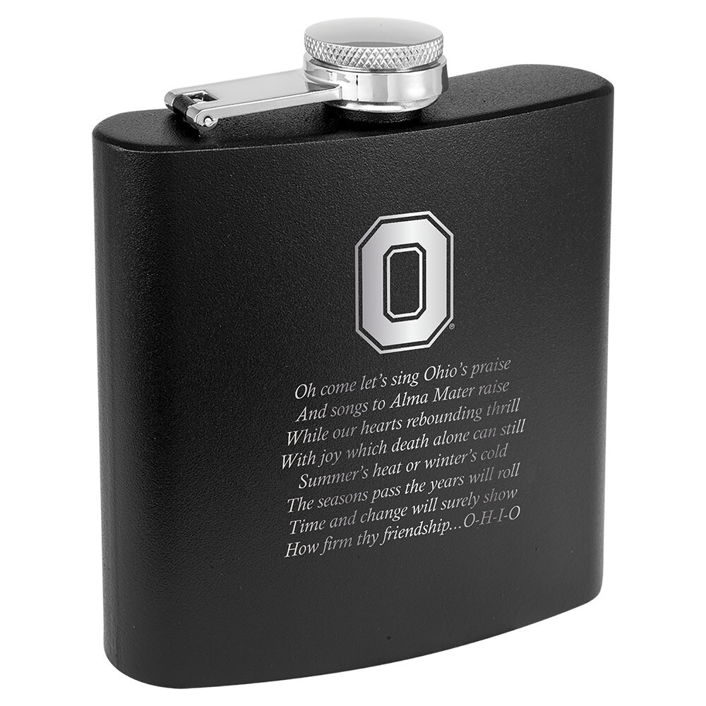 Ohio State Alma Mater Logo - Black Stainless Steel Flask