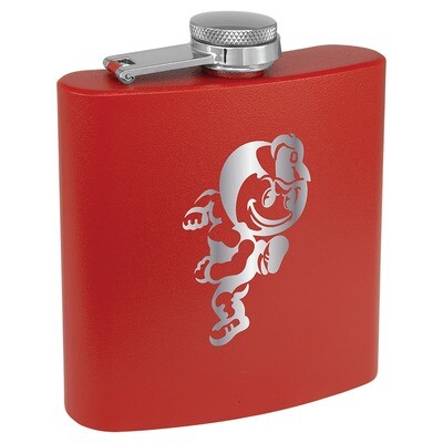 Ohio State Brutus Logo - Red Stainless Steel Flask