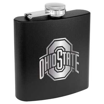 Ohio State Athletic Logo - Black Stainless Steel Flask