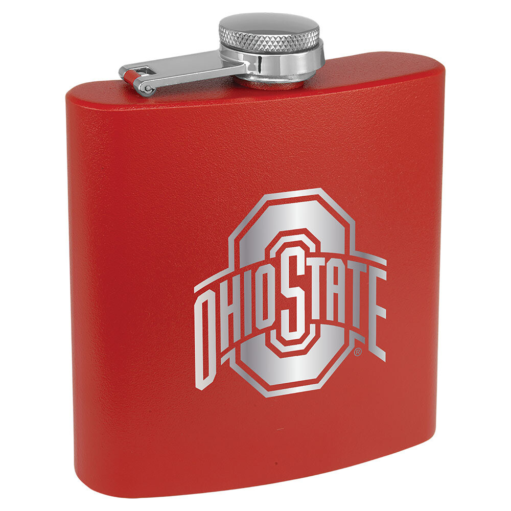 Ohio State Athletic Logo - Red Stainless Steel Flask