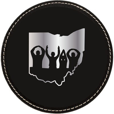Ohio State O-H-I-O Logo - Black with Silver Leatherette Coasters