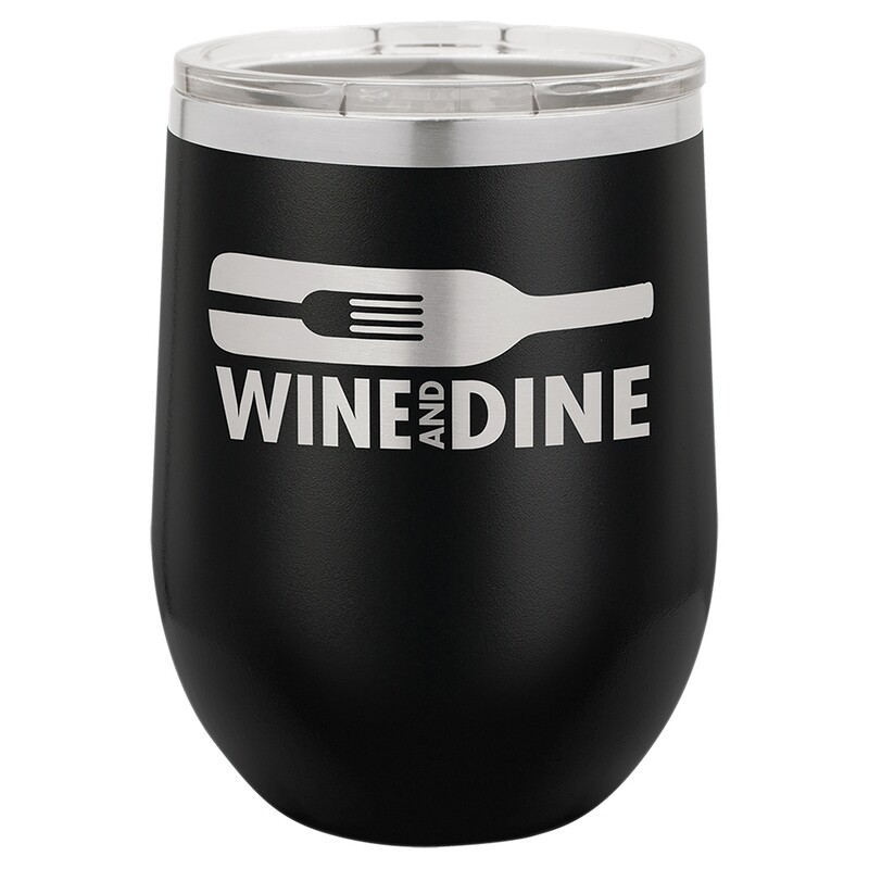 Beverage Tumblers - 12oz  Black Stemless Wine Tumbler with Lid