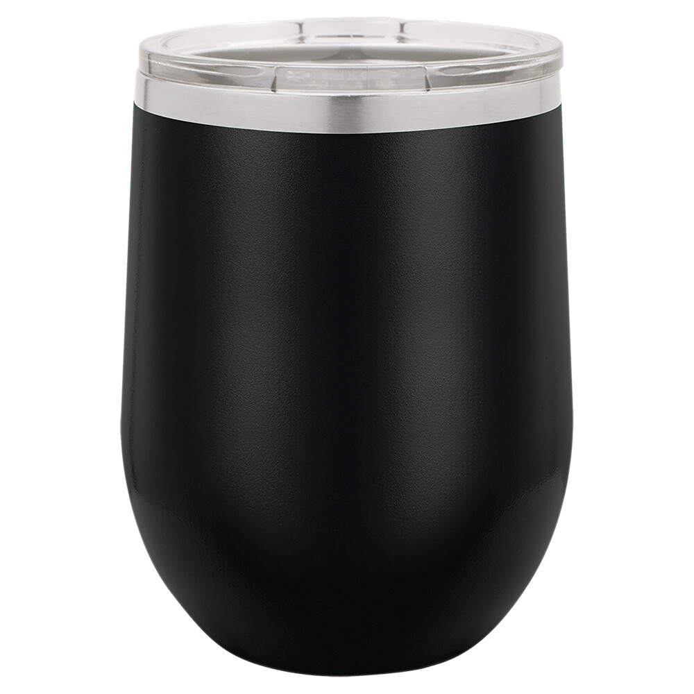 Beverage Tumblers - 12oz  Black Stemless Wine Tumbler with Lid