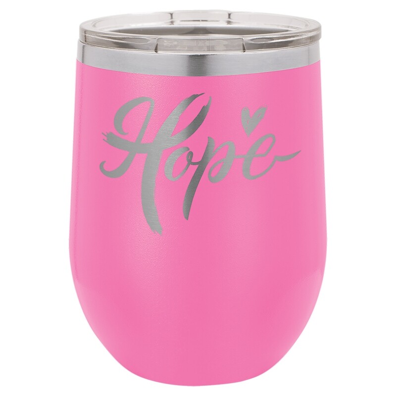 Beverage Tumblers - 12oz  Pink Stemless Wine Tumbler with Lid
