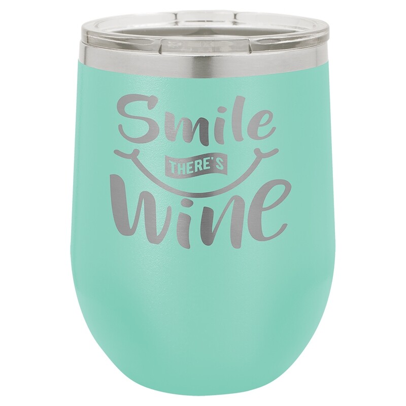 Beverage Tumblers - 12oz  Teal Stemless Wine Tumbler with Lid