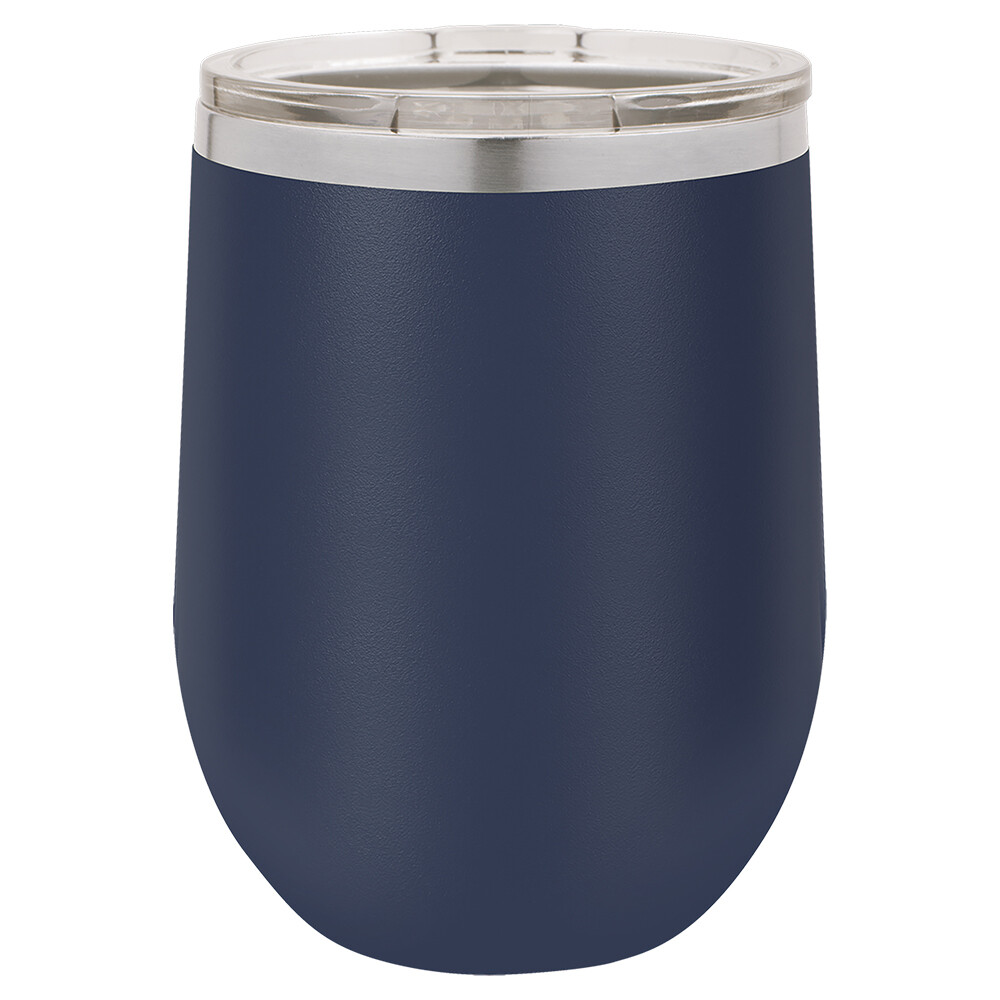 Beverage Tumblers - 12oz  Navy Blue Stemless Wine Tumbler with Lid