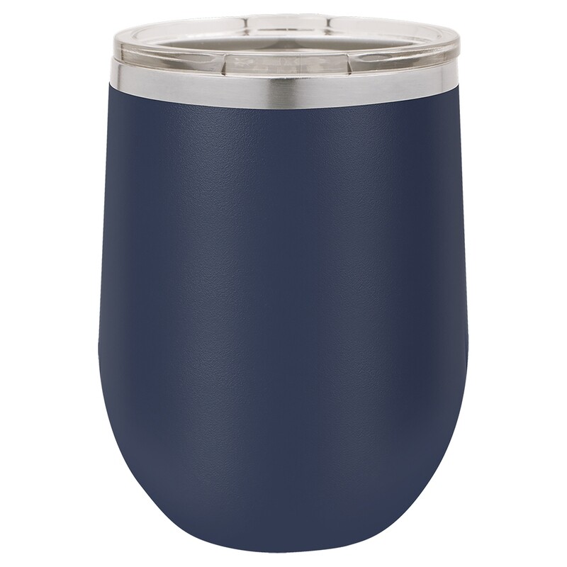 Beverage Tumblers - 12oz  Navy Blue Stemless Wine Tumbler with Lid