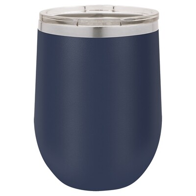 Beverage Tumblers - 12oz  Navy Blue Stemless Wine Tumbler with Lid