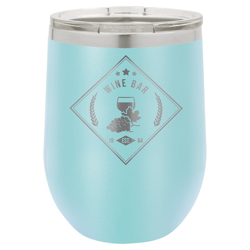 Beverage Tumblers - 12oz  Light Blue Stemless Wine Tumbler with Lid