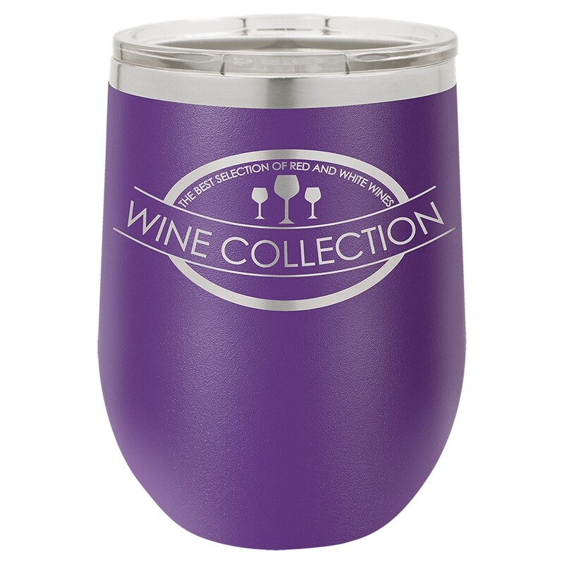 Beverage Tumblers - 12oz  Purple Stemless Wine Tumbler with Lid