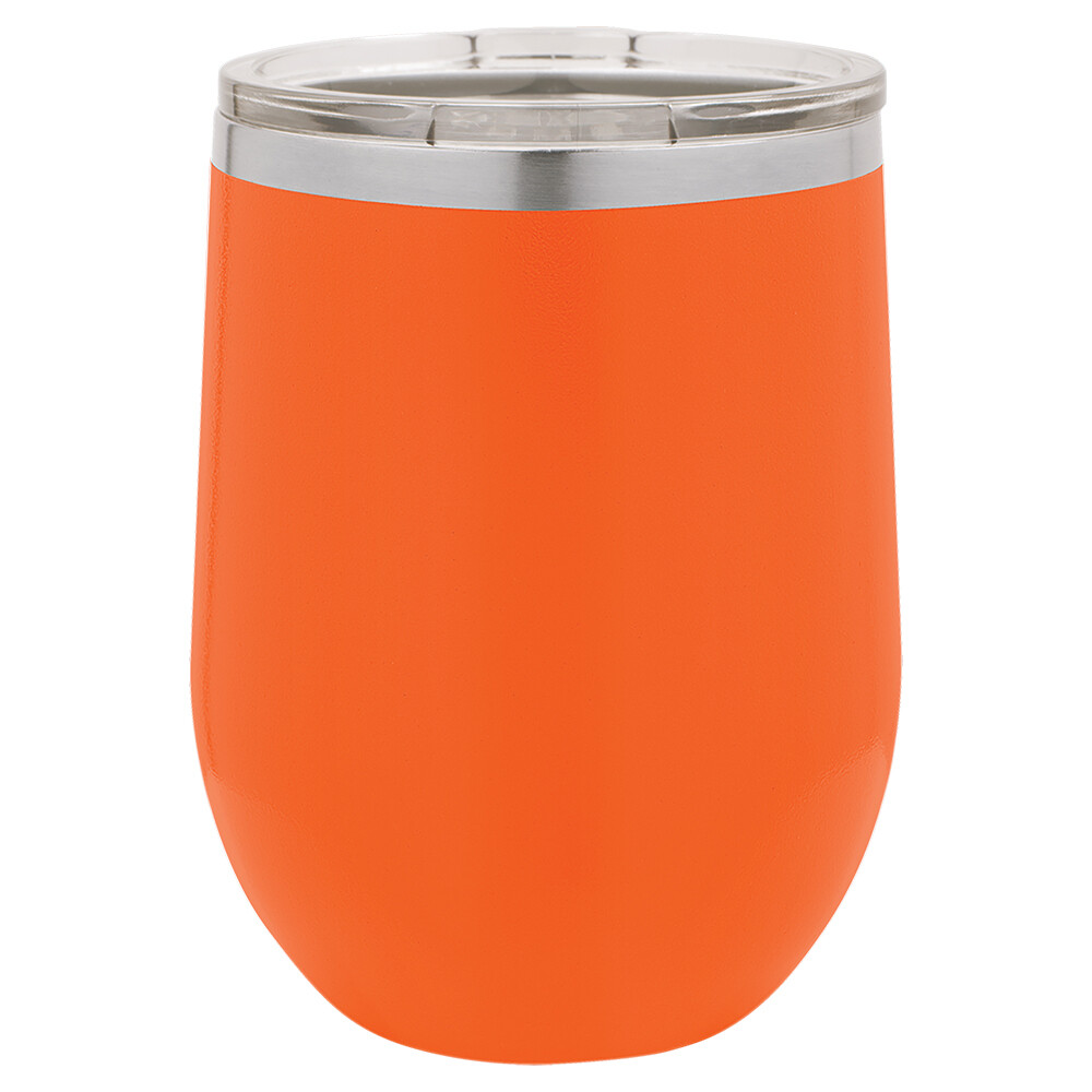 Beverage Tumblers - 12oz  Orange Stemless Wine Tumbler with Lid