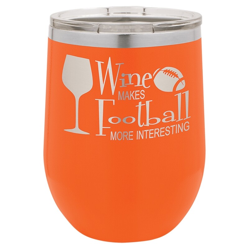 Beverage Tumblers - 12oz  Orange Stemless Wine Tumbler with Lid