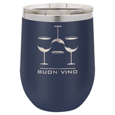 Beverage Tumblers - 12oz  Navy Blue Stemless Wine Tumbler with Lid