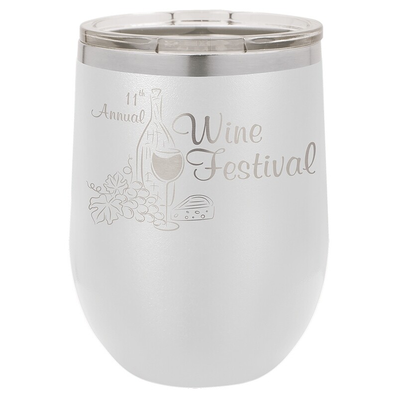Beverage Tumblers - 12oz  White Stemless Wine Tumbler with Lid