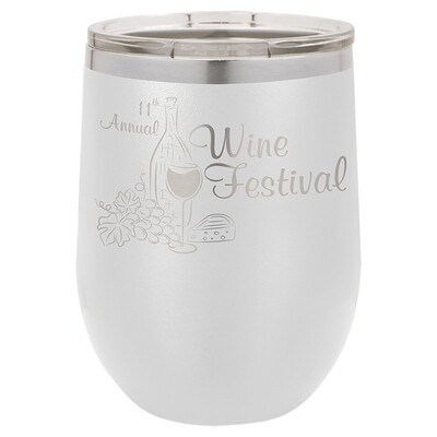 Beverage Tumblers - 12oz  White Stemless Wine Tumbler with Lid