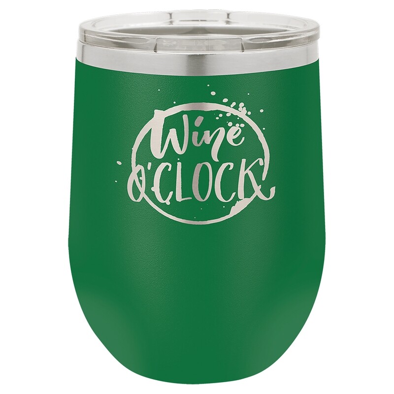 Beverage Tumblers - 12oz  Green Stemless Wine Tumbler with Lid