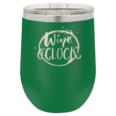 Beverage Tumblers - 12oz  Green Stemless Wine Tumbler with Lid